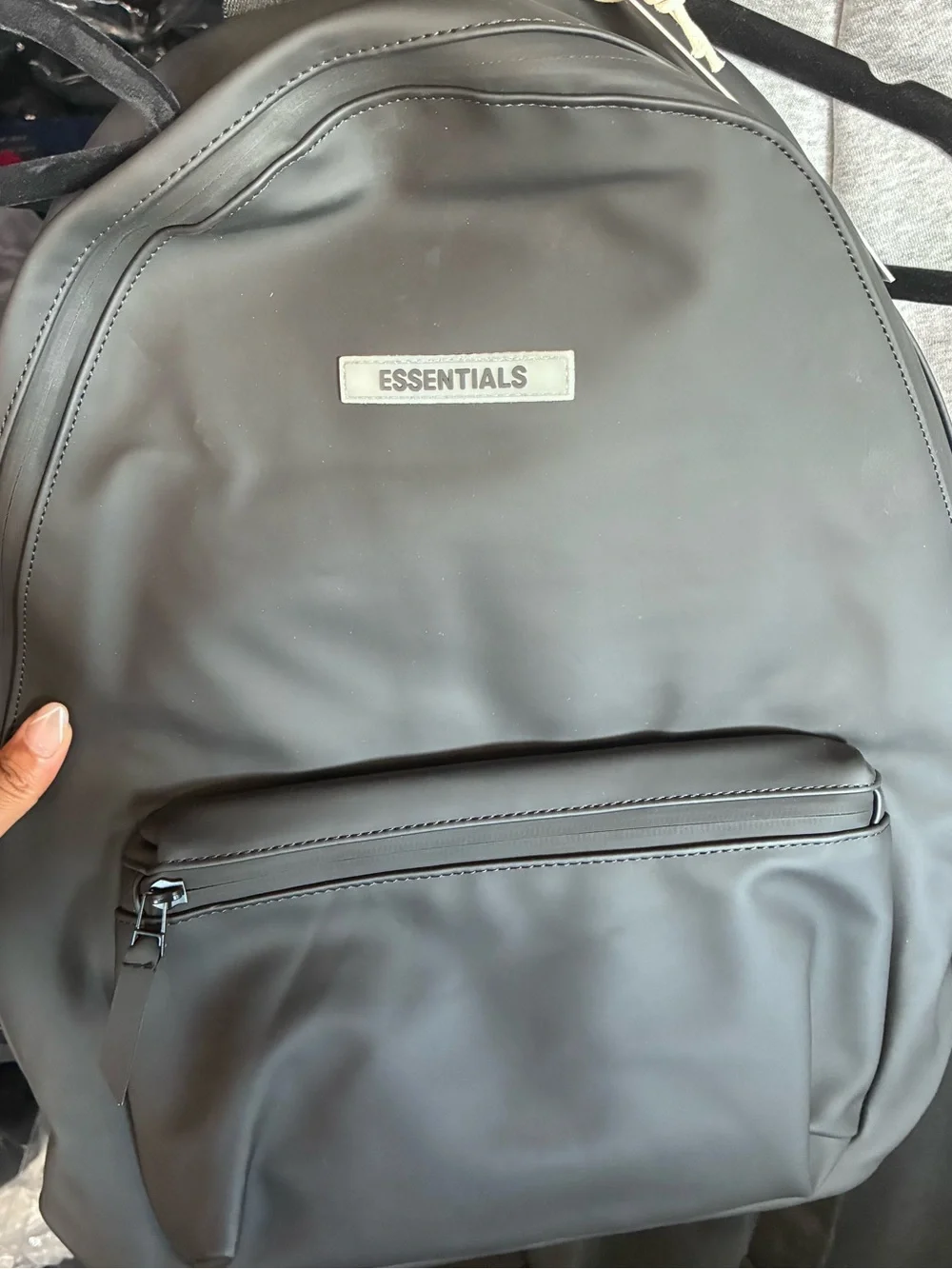 Essentials Matte Black Men's Backpack Front Zip Pocket gear of God